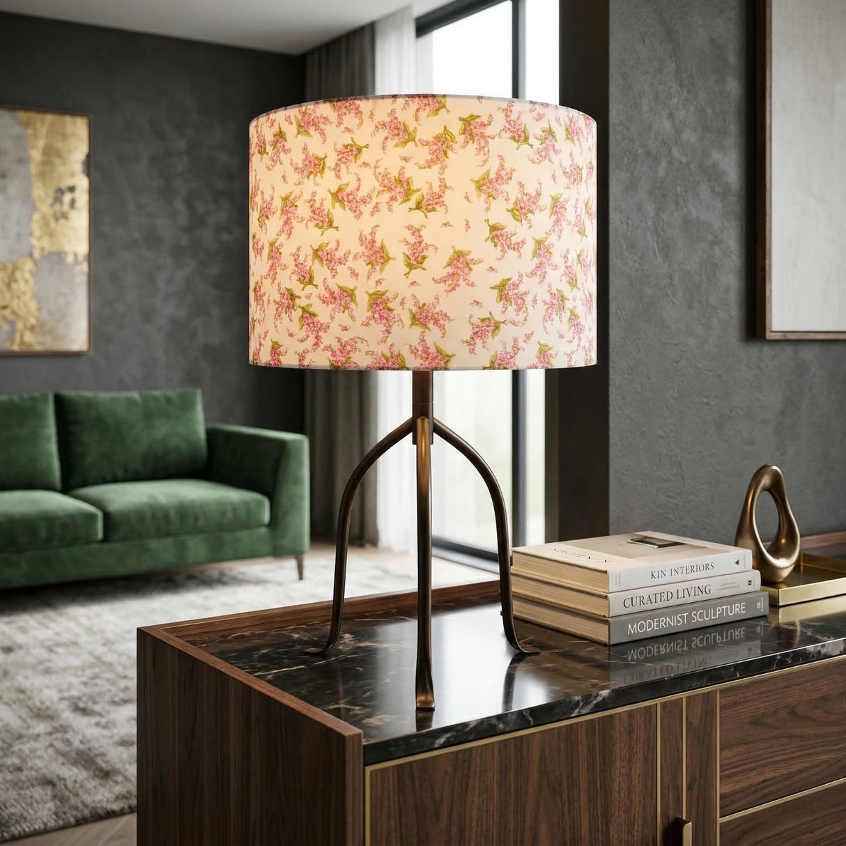 Modern European furniture - Floral Print Linen Table Lamp S - www.oroa.com | Oroa.com