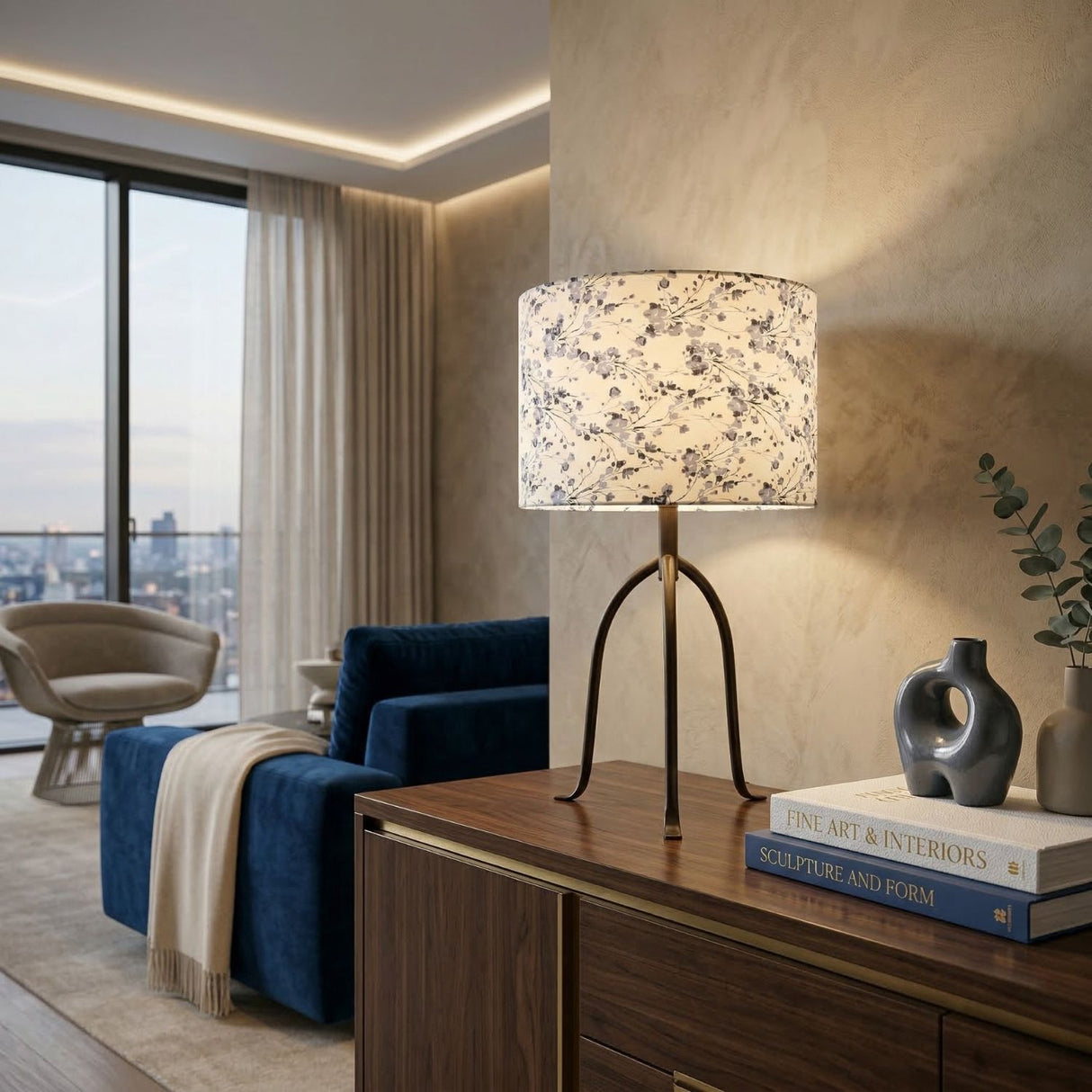 Modern European furniture - Floral Print Linen Table Lamp S - www.oroa.com | Oroa.com