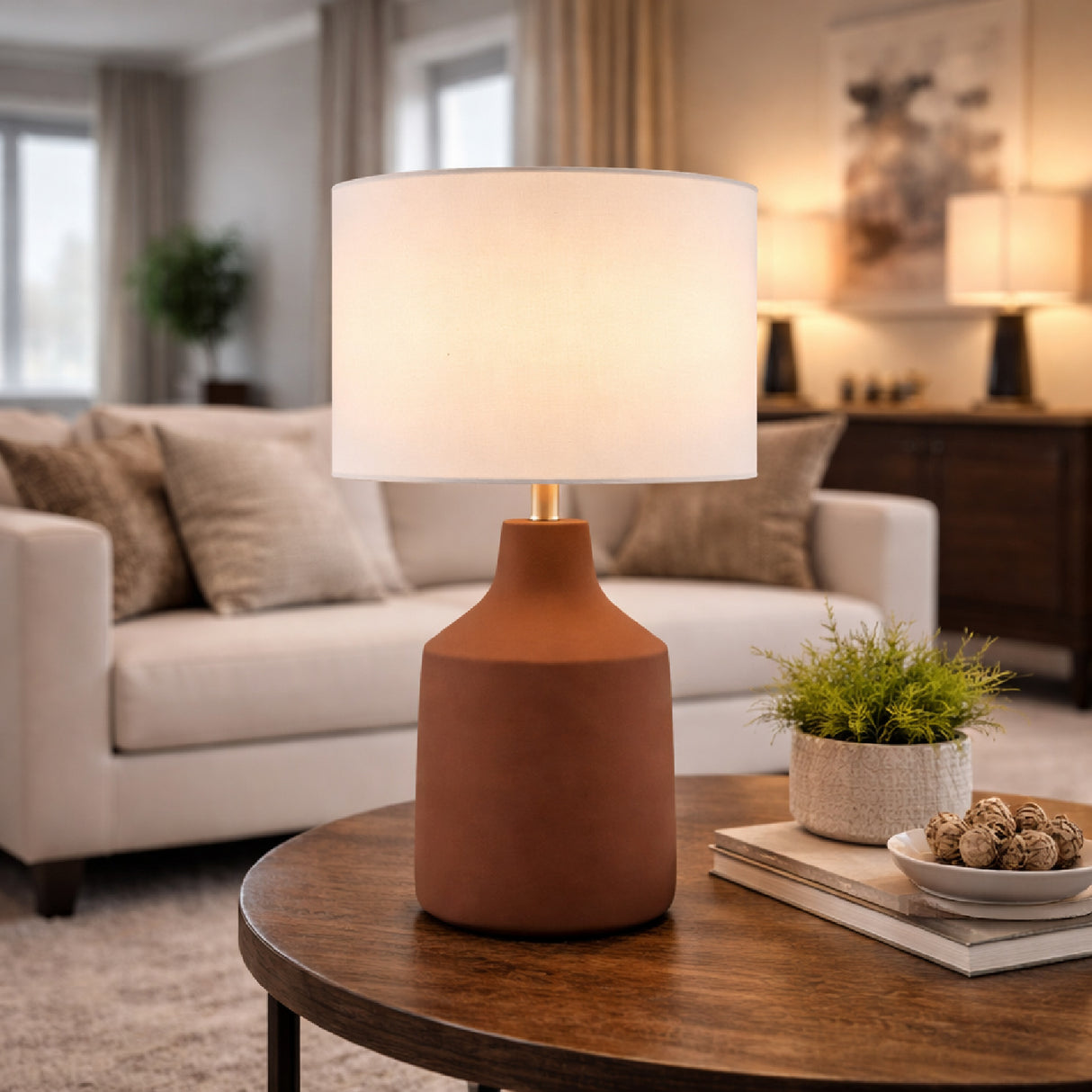 Modern European furniture - Painted Cement Accent Table Lamp - www.oroa.com | Oroa.com