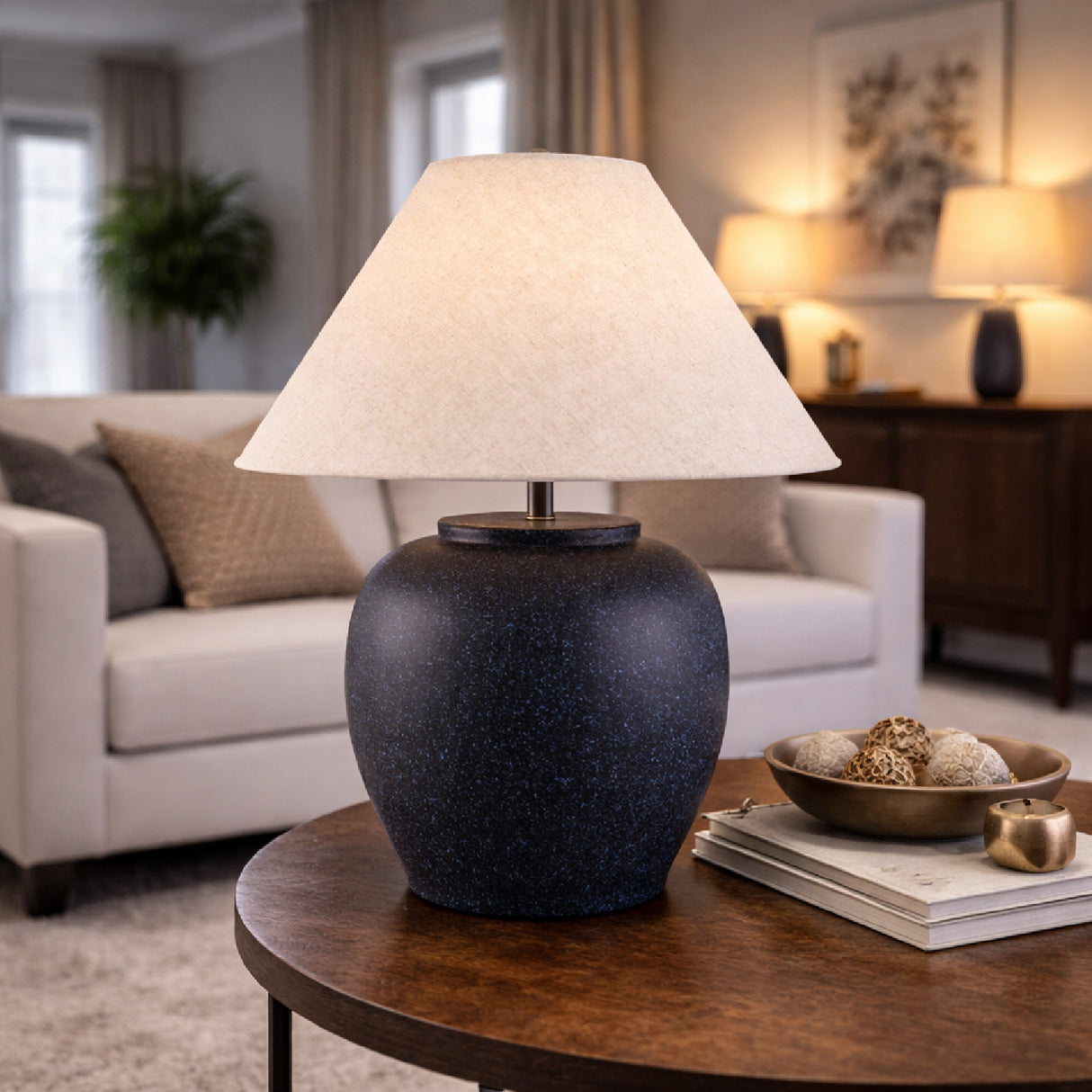 Modern European furniture - Painted Cement Linen Table Lamp - www.oroa.com | Oroa.com