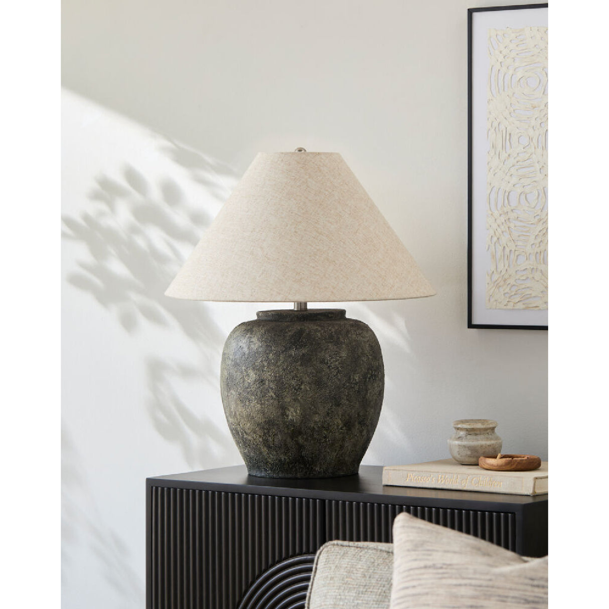Modern European furniture - Painted Cement Linen Table Lamp - www.oroa.com | Oroa.com