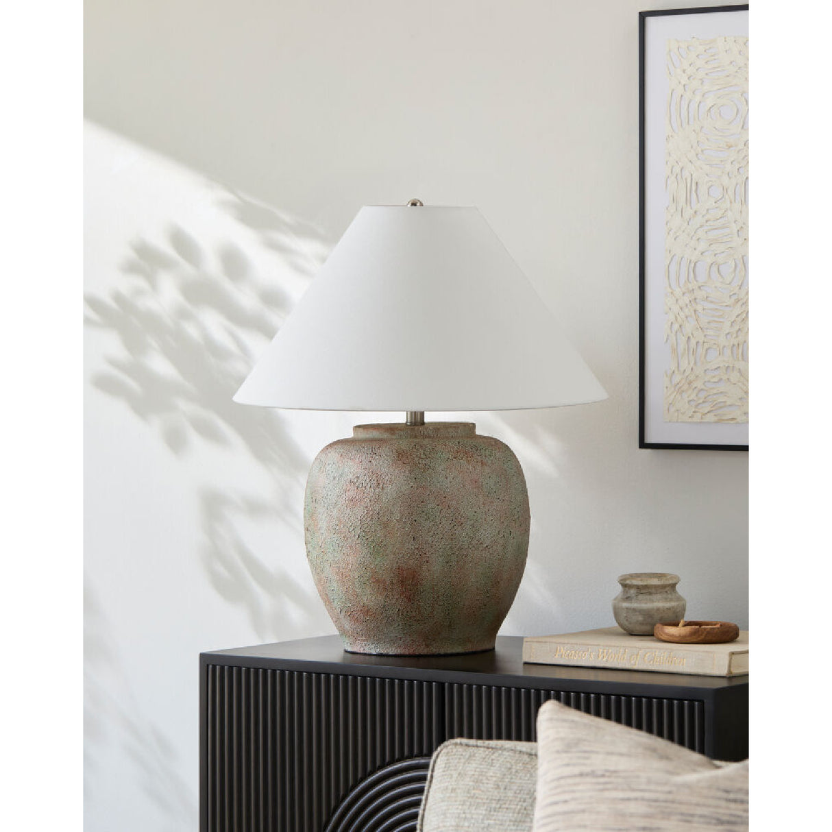 Modern European furniture - Painted Cement Linen Table Lamp - www.oroa.com | Oroa.com