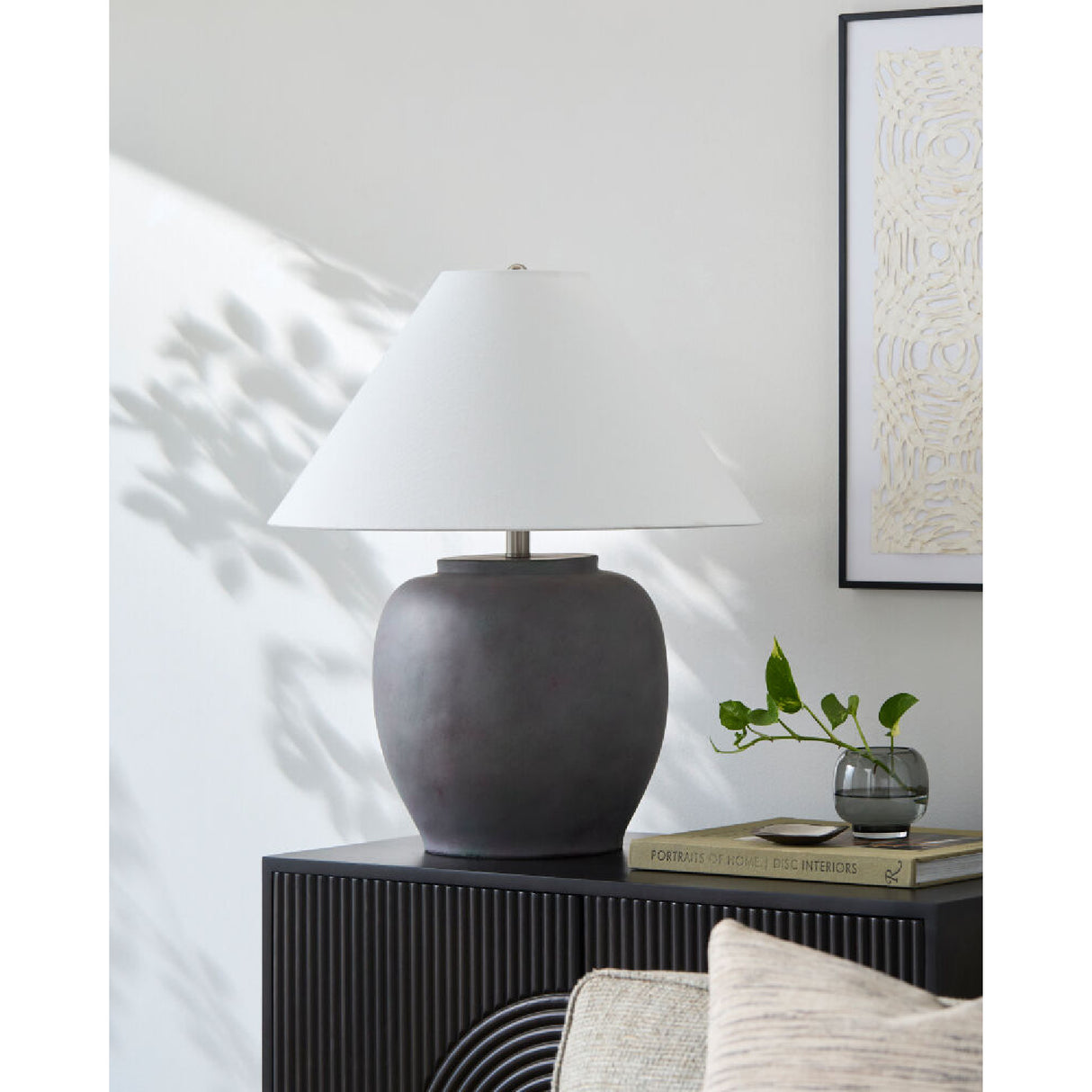 Modern European furniture - Painted Cement Linen Table Lamp - www.oroa.com | Oroa.com