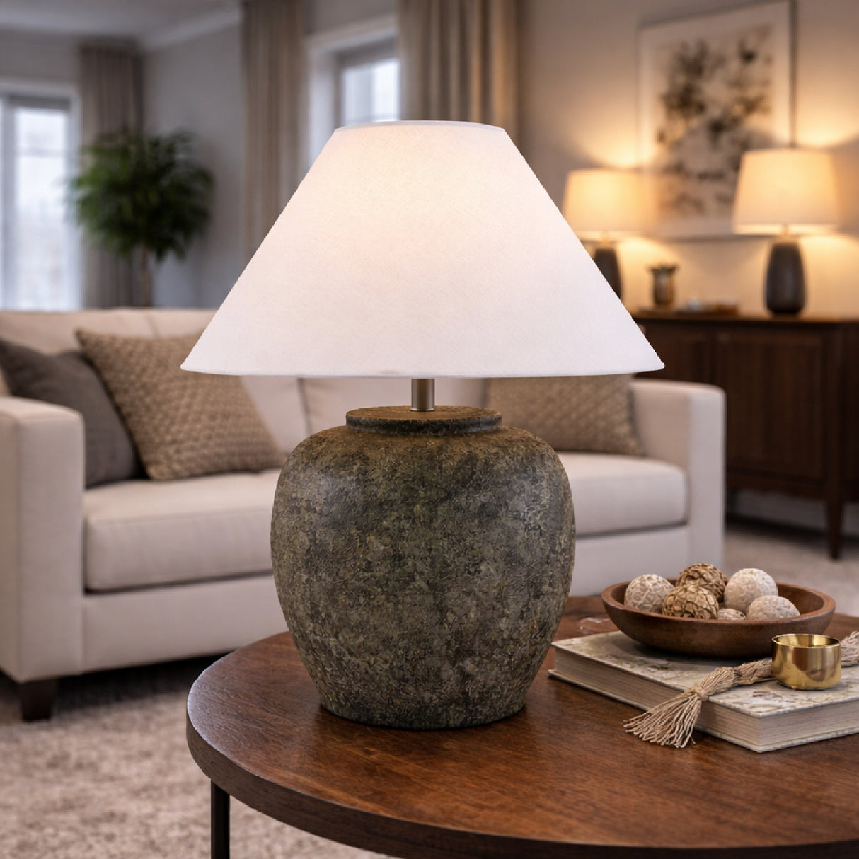Modern European furniture - Painted Cement Linen Table Lamp - www.oroa.com | Oroa.com