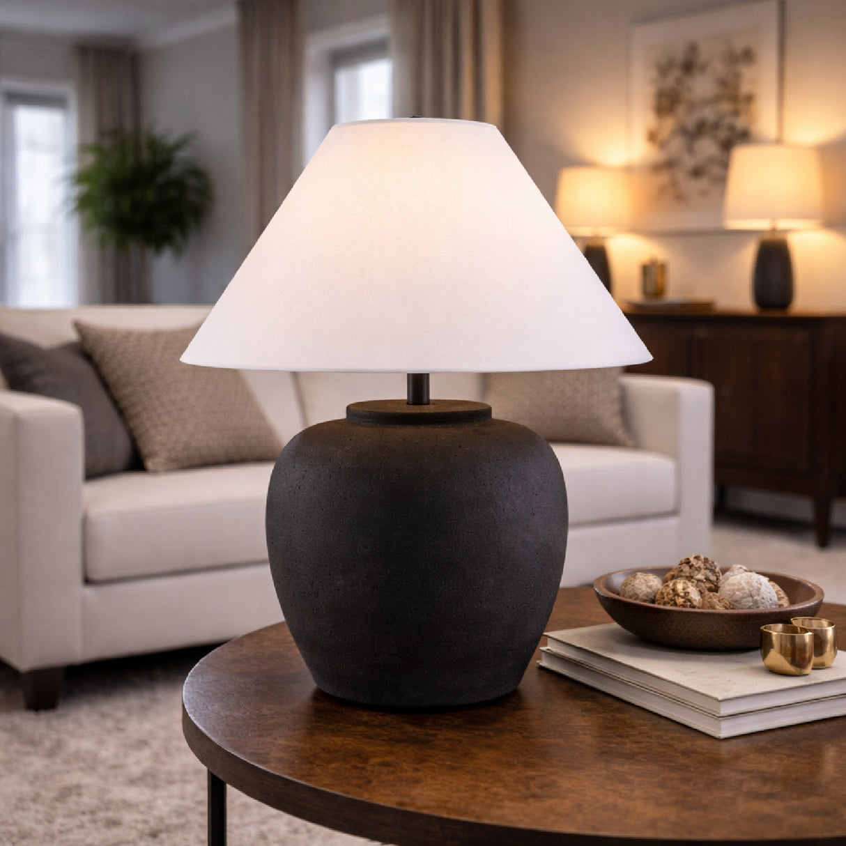 Modern European furniture - Painted Cement Linen Table Lamp - www.oroa.com | Oroa.com