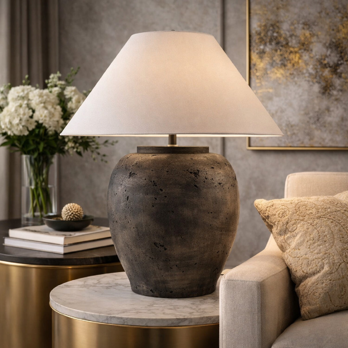 Modern European furniture - Cement Base Accent Floor Lamp - www.oroa.com | Oroa.com