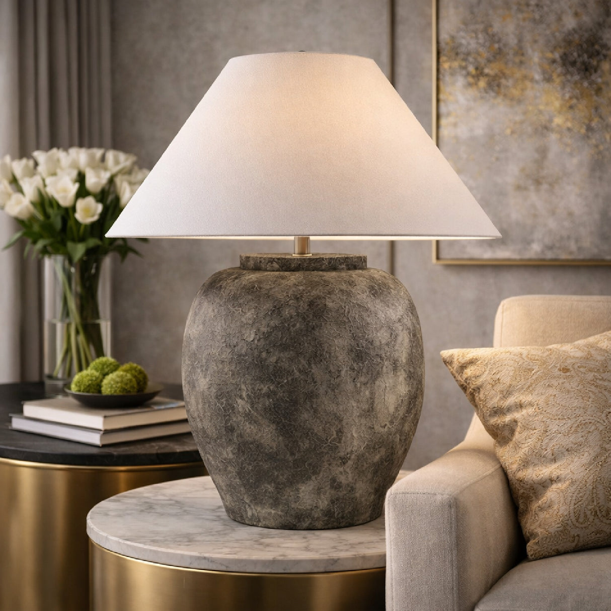 Modern European furniture - Cement Base Accent Floor Lamp - www.oroa.com | Oroa.com