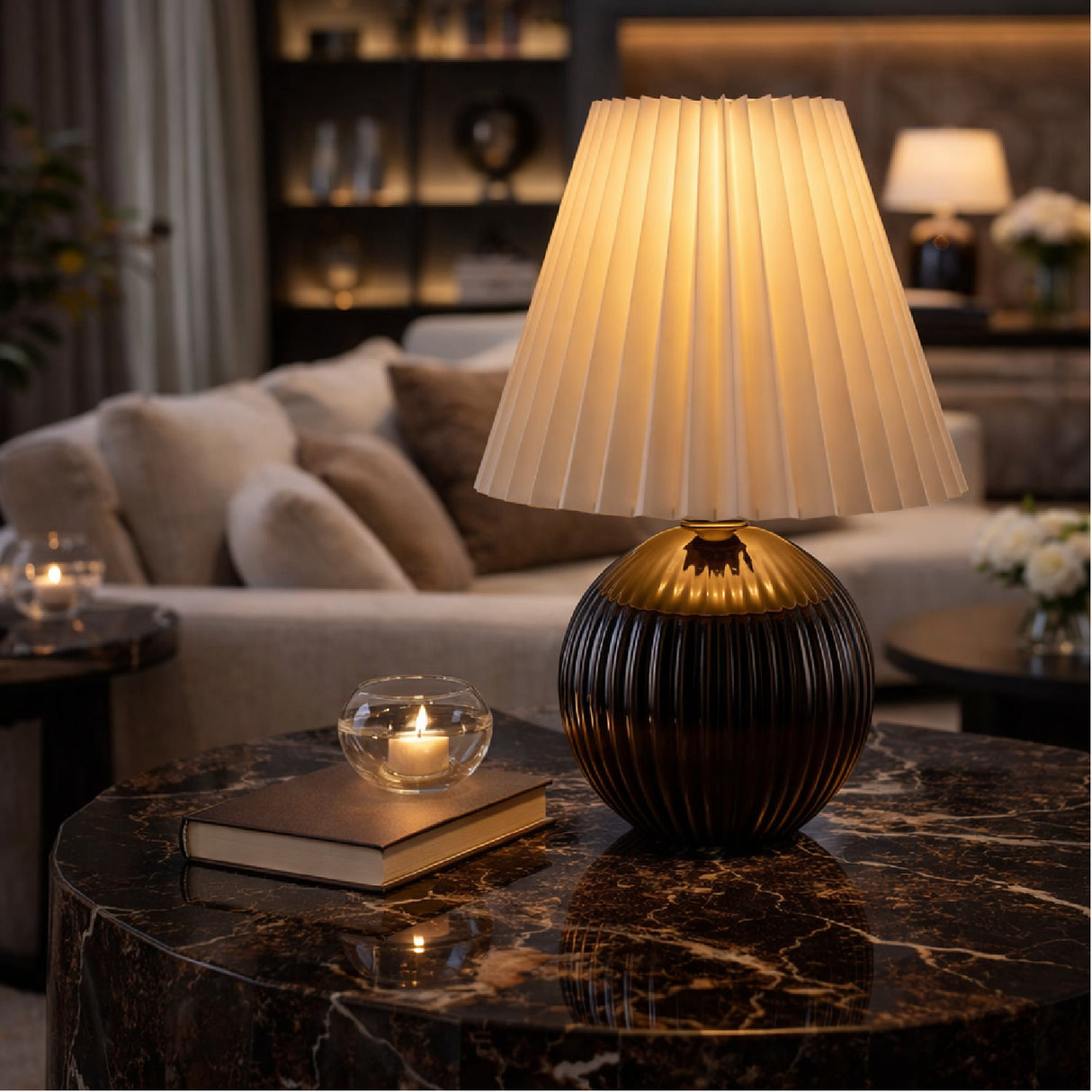 Modern European furniture - Pleated Linen Ceramic Table Lamp - www.oroa.com | Oroa.com