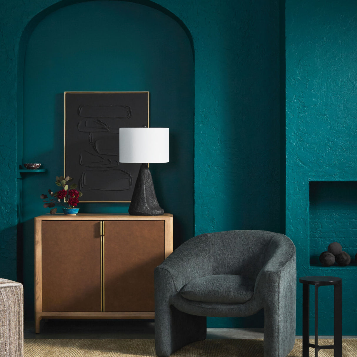 Modern European furniture - Black Textured Accent Table Lamp - www.oroa.com | Oroa.com