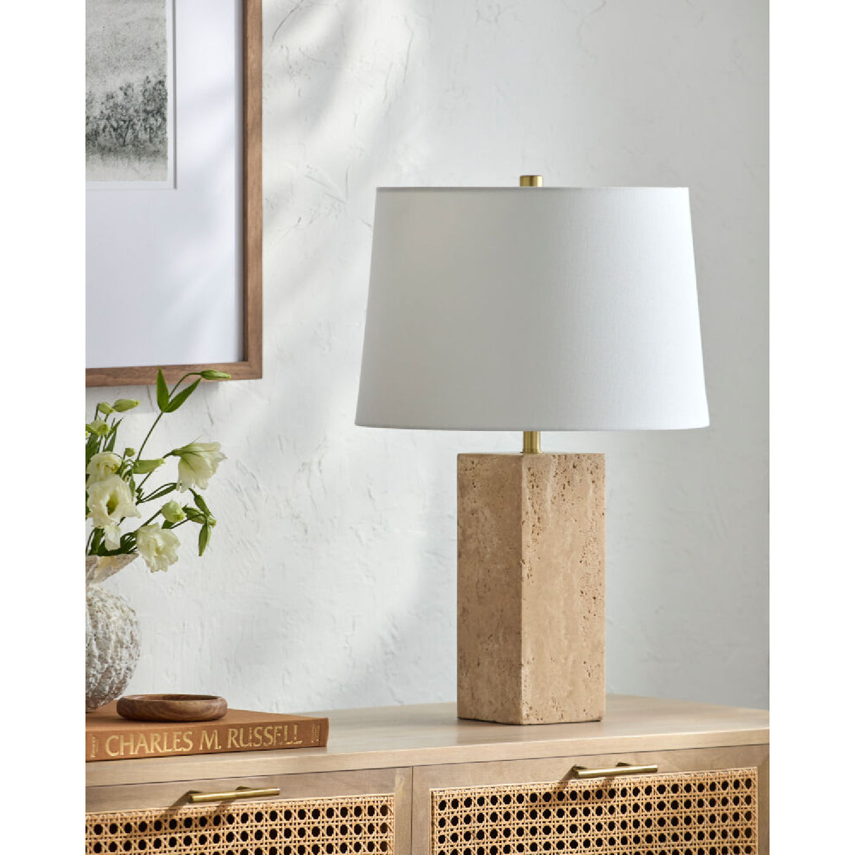 Modern European furniture - Square Travertine Table Lamp - www.oroa.com | Oroa.com
