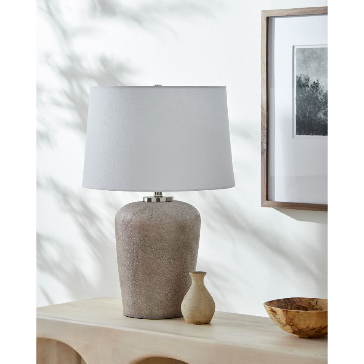 Modern European furniture - Beige Drum Linen Table Lamp L - www.oroa.com | Oroa.com