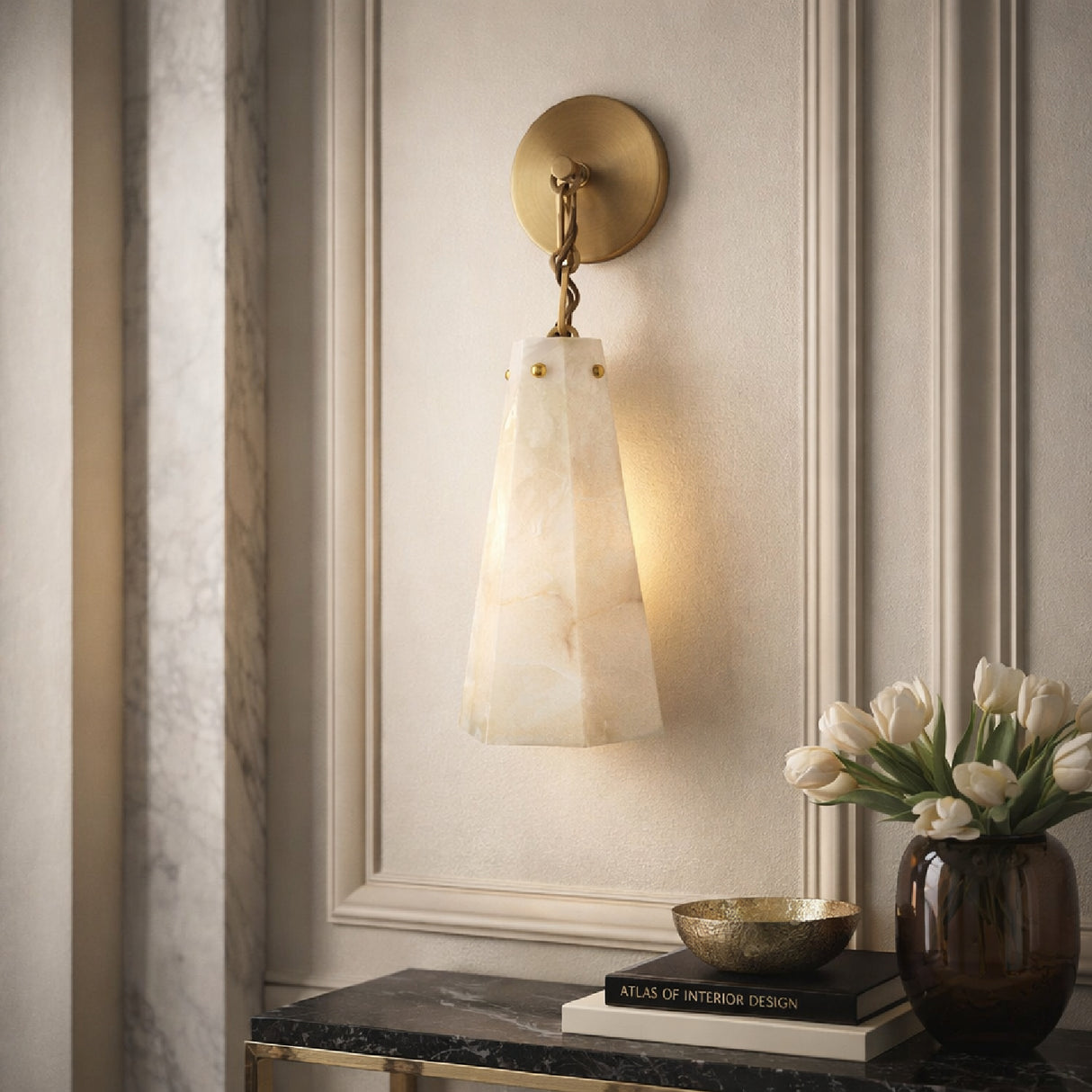 Modern European furniture - White Stone Wall Lamp - www.oroa.com | Oroa.com