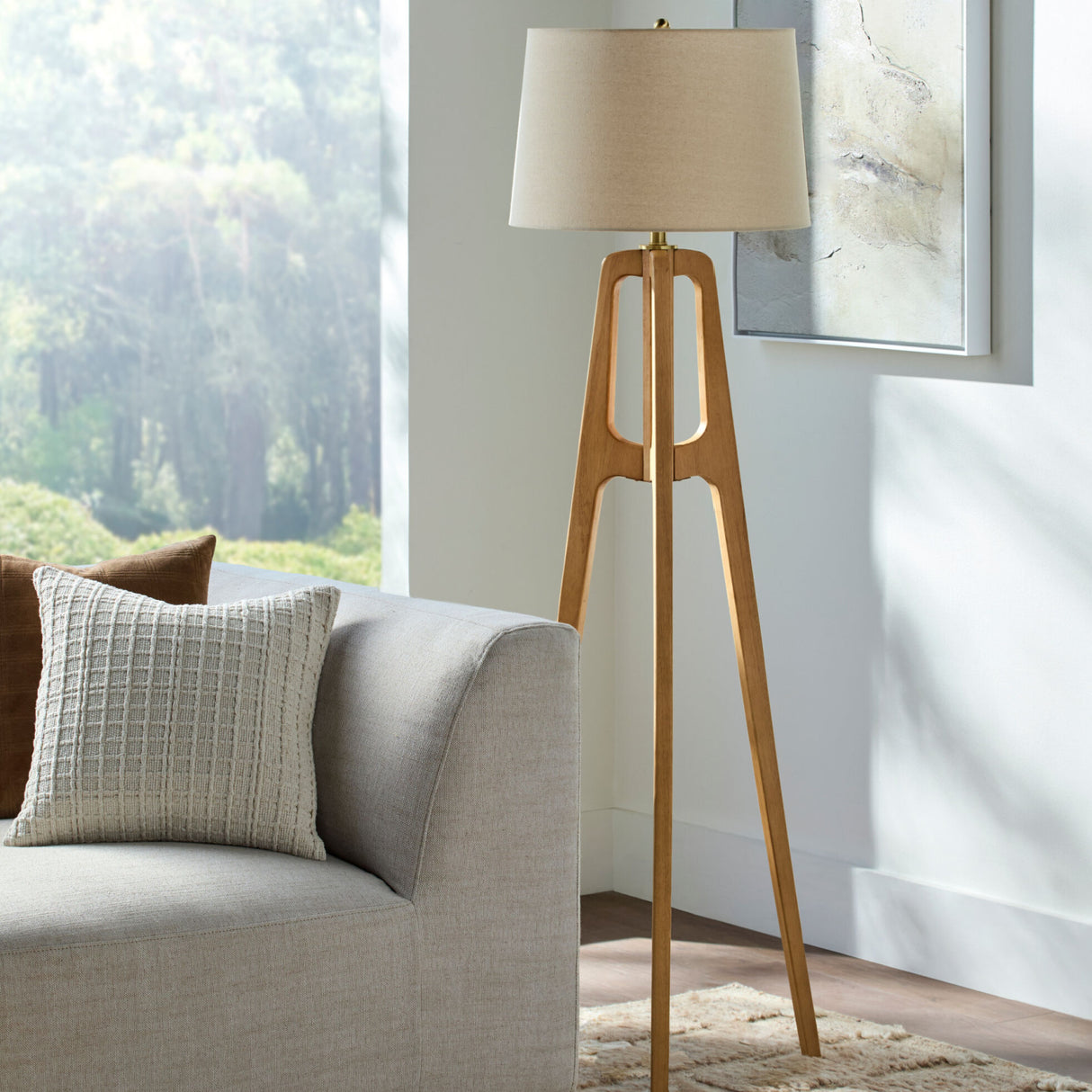 Modern European furniture - Brown Rubberwood Floor Lamp - www.oroa.com | Oroa.com