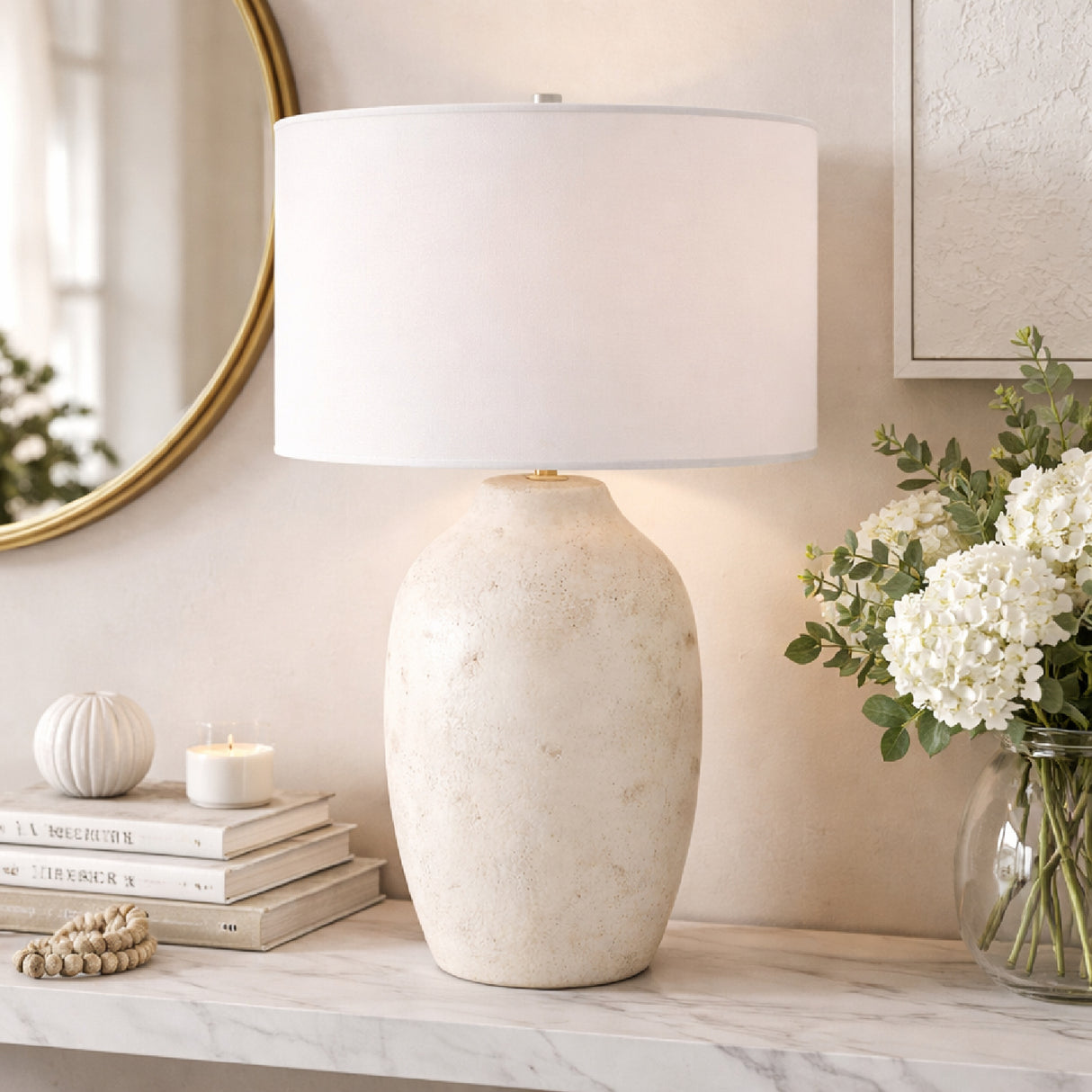 Modern European furniture - Linen Painted Cement Table Lamp - www.oroa.com | Oroa.com