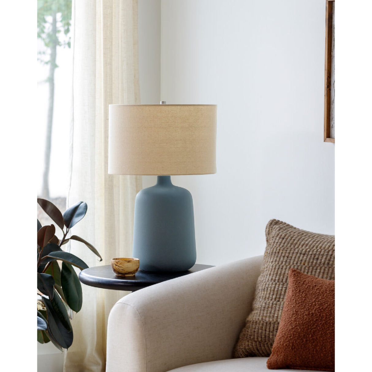 Modern European furniture - Ceramic Beige Linen Table Lamp - www.oroa.com | Oroa.com
