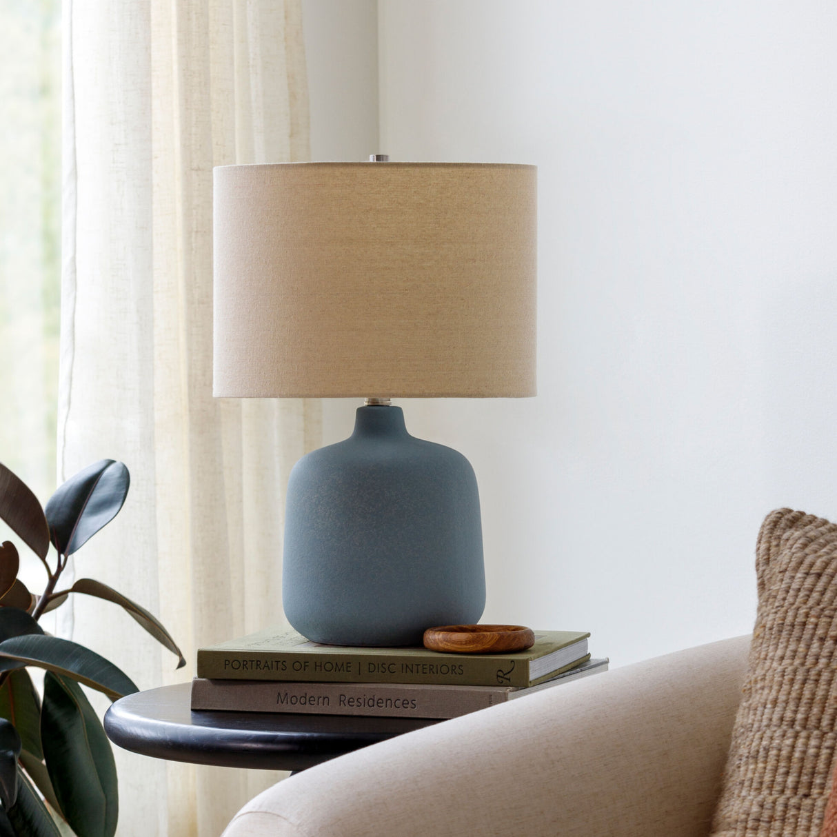 Modern European furniture - Beige Linen Ceramic Table Lamp - www.oroa.com | Oroa.com