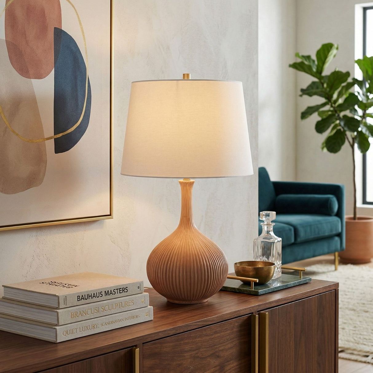 Modern European furniture - Natural Ceramic Accent Table Lamp - www.oroa.com | Oroa.com