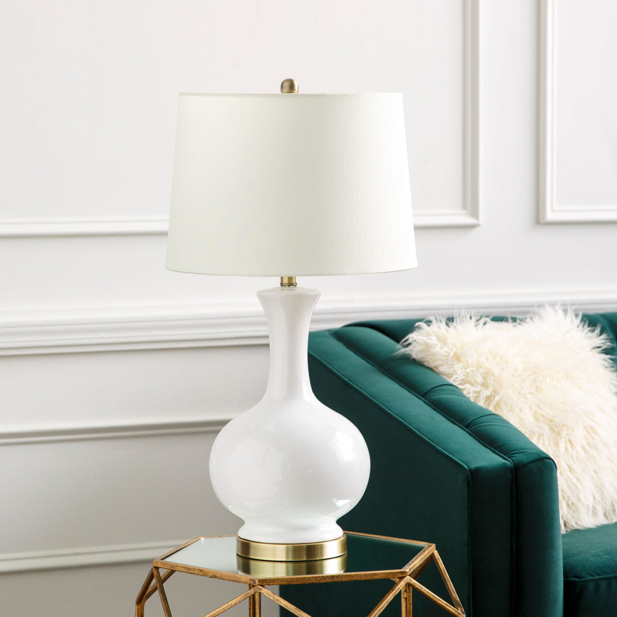 Modern European furniture - White Ceramic Linen Table Lamp - www.oroa.com | Oroa.com