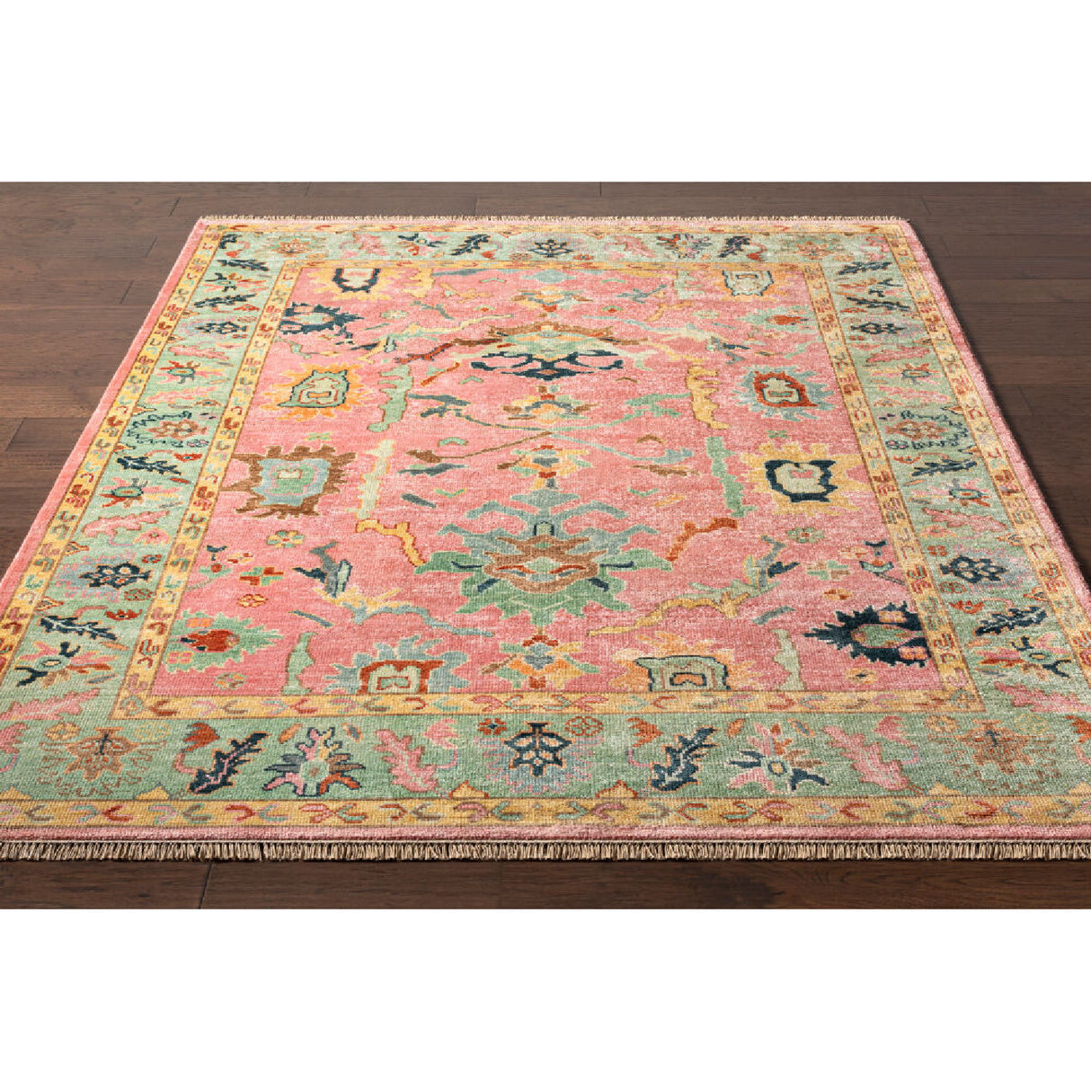 Modern European furniture - Pink Wool Fringed Carpet - www.oroa.com | Oroa.com