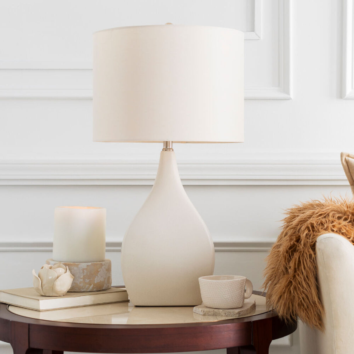 Modern European furniture - Cream Ceramic Table Lamp - www.oroa.com | Oroa.com