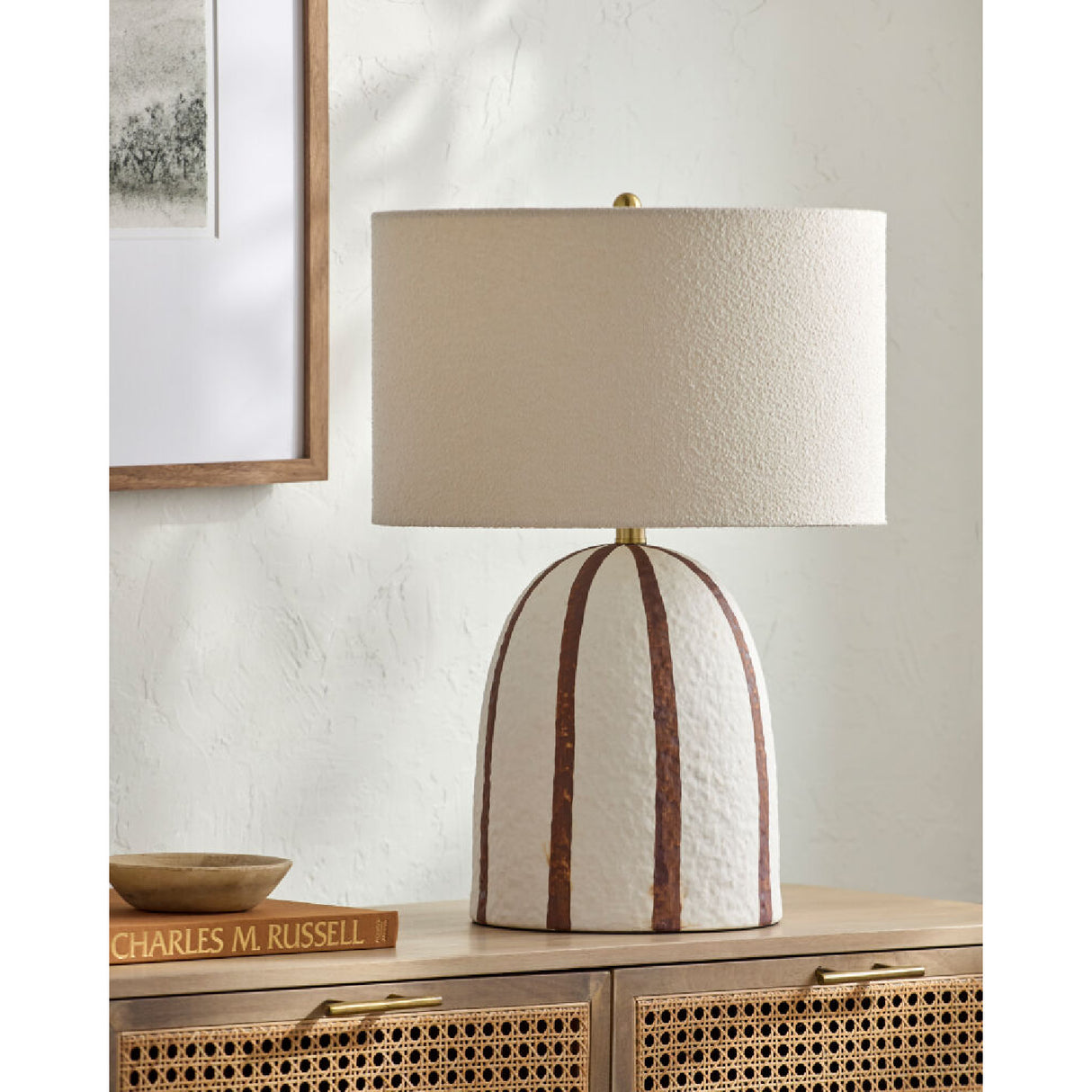 Modern European furniture - Vertical Lined Ceramic Table Lamp - www.oroa.com | Oroa.com