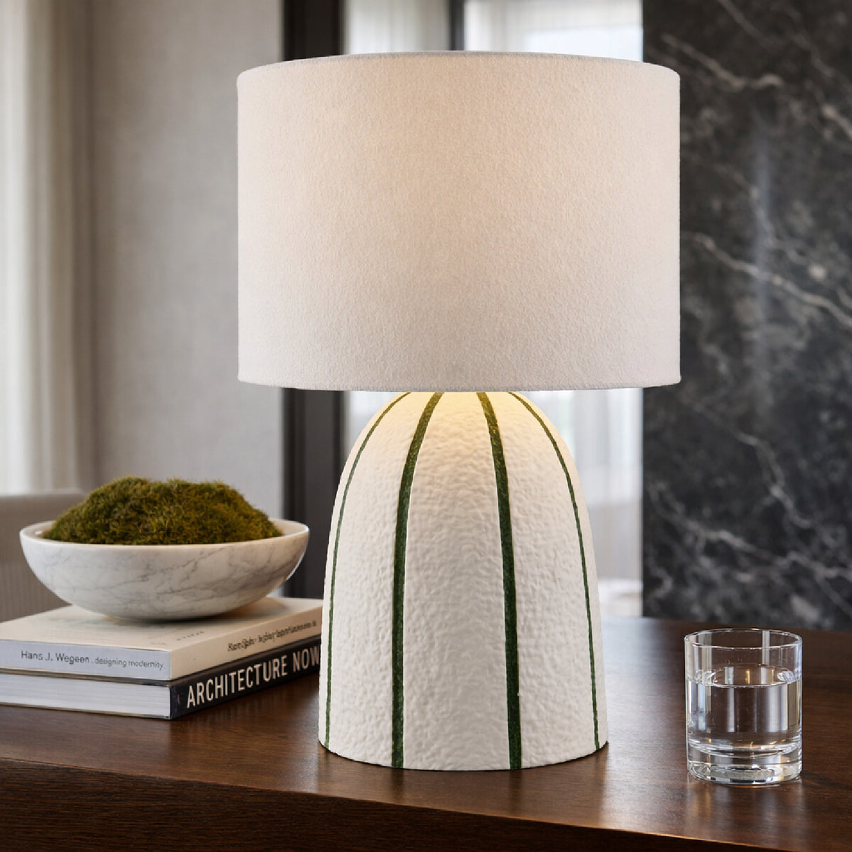Modern European furniture - Vertical Lined Ceramic Table Lamp - www.oroa.com | Oroa.com