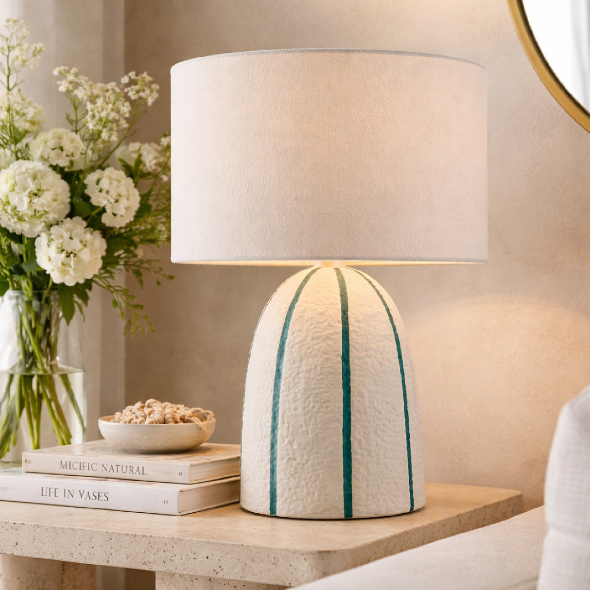 Modern European furniture - Vertical Lined Ceramic Table Lamp - www.oroa.com | Oroa.com