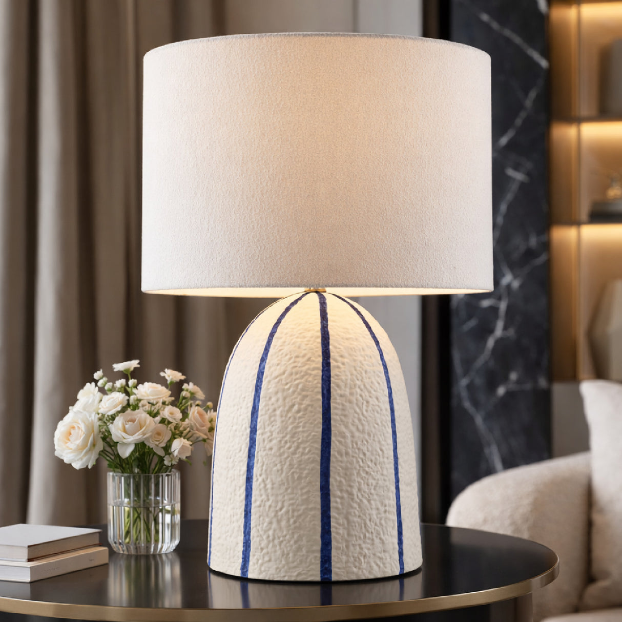 Modern European furniture - Vertical Lined Ceramic Table Lamp - www.oroa.com | Oroa.com