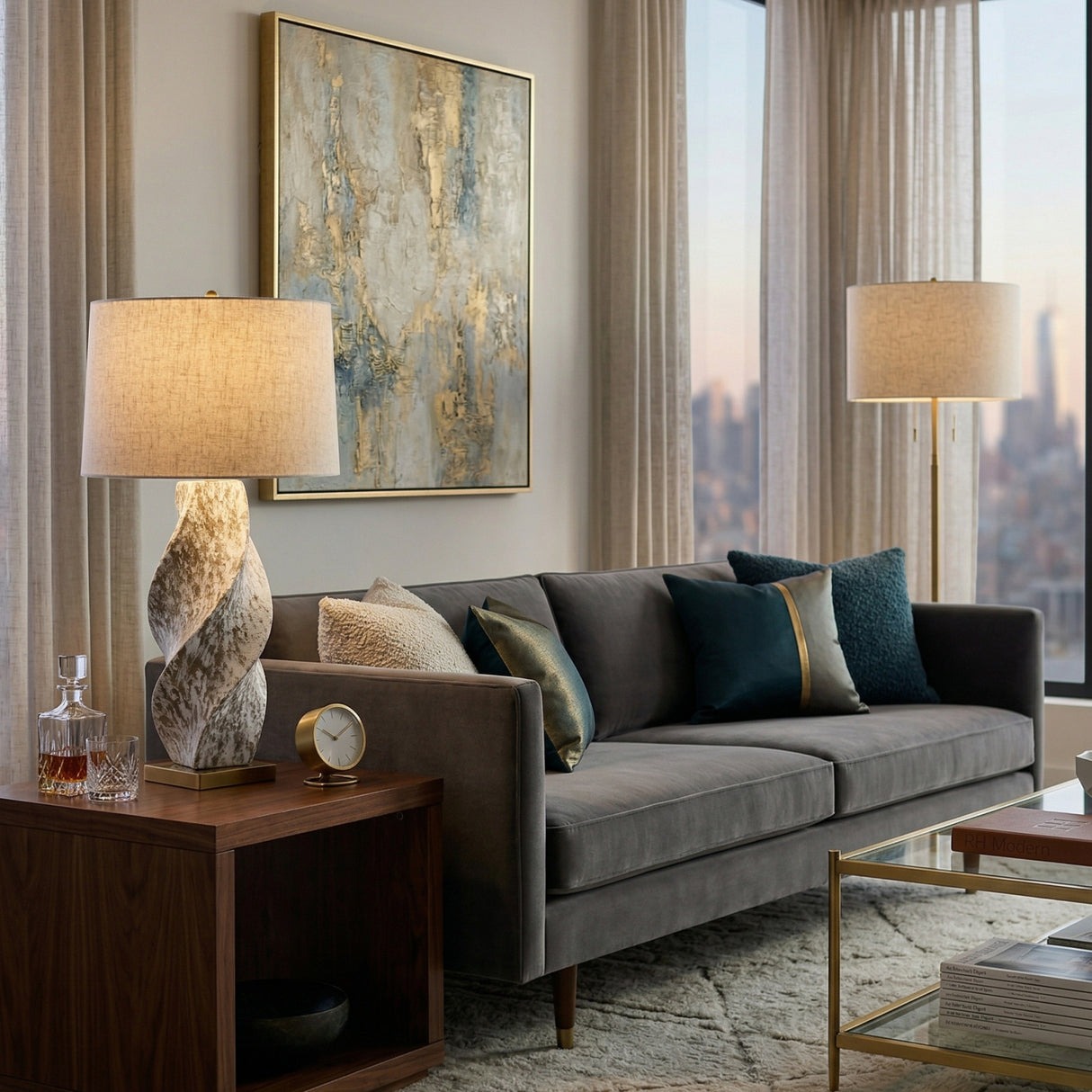 Modern European furniture - Twisted Ceramic Accent Table Lamp - www.oroa.com | Oroa.com