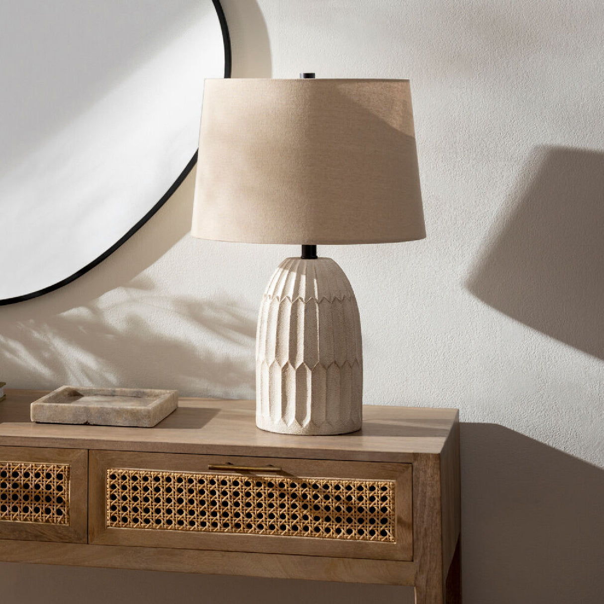 Modern European furniture - White Linen Accent Table Lamp - www.oroa.com | Oroa.com