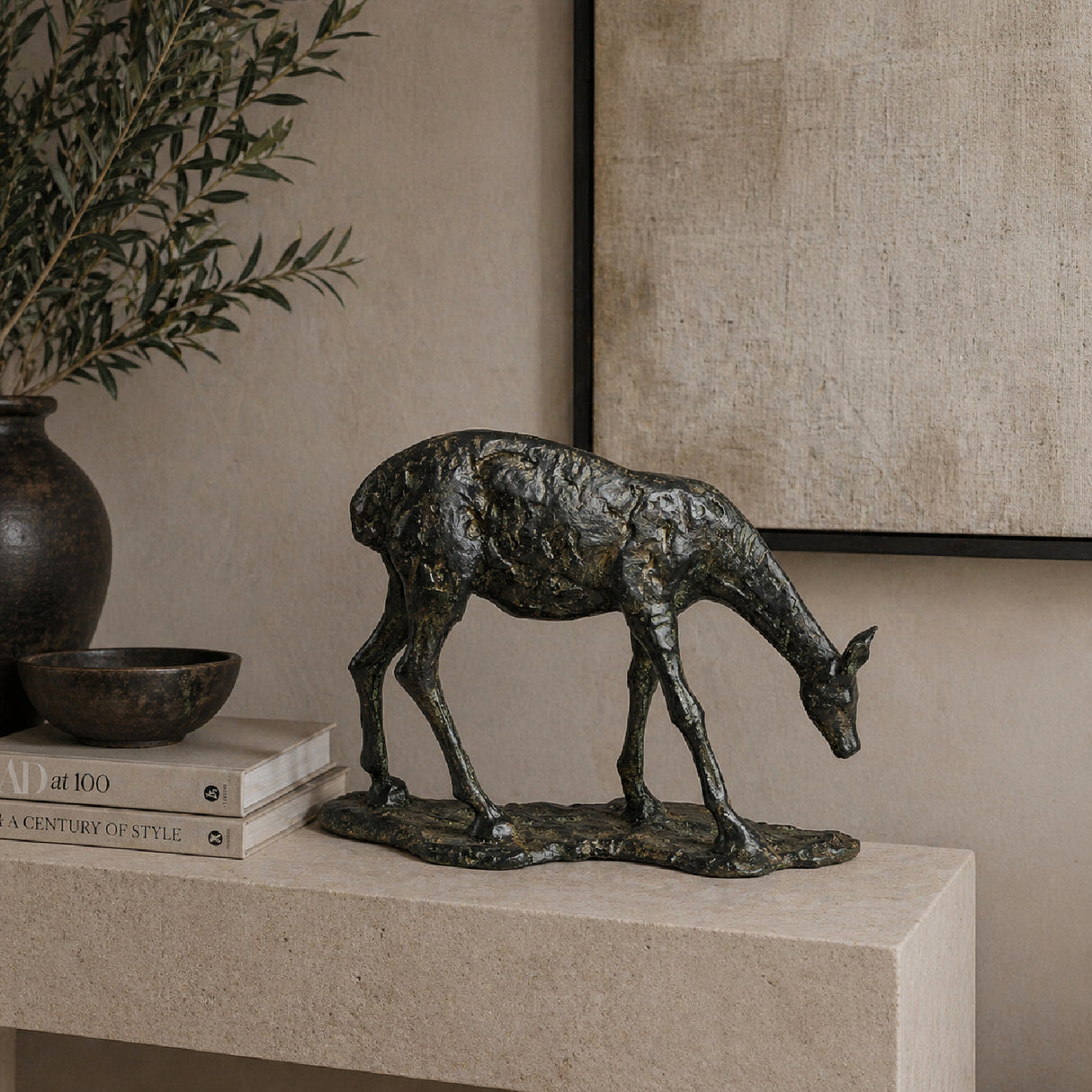 Modern European furniture - Antiqued Iron Deer Sculpture - www.oroa.com | Oroa.com