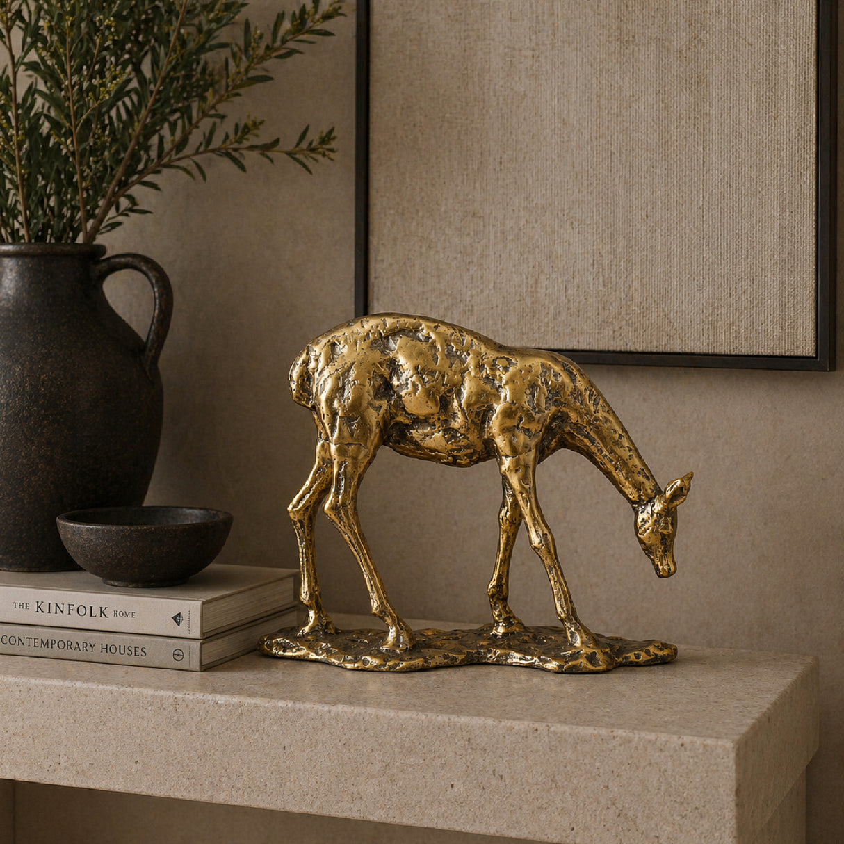Modern European furniture - Antiqued Iron Deer Sculpture - www.oroa.com | Oroa.com