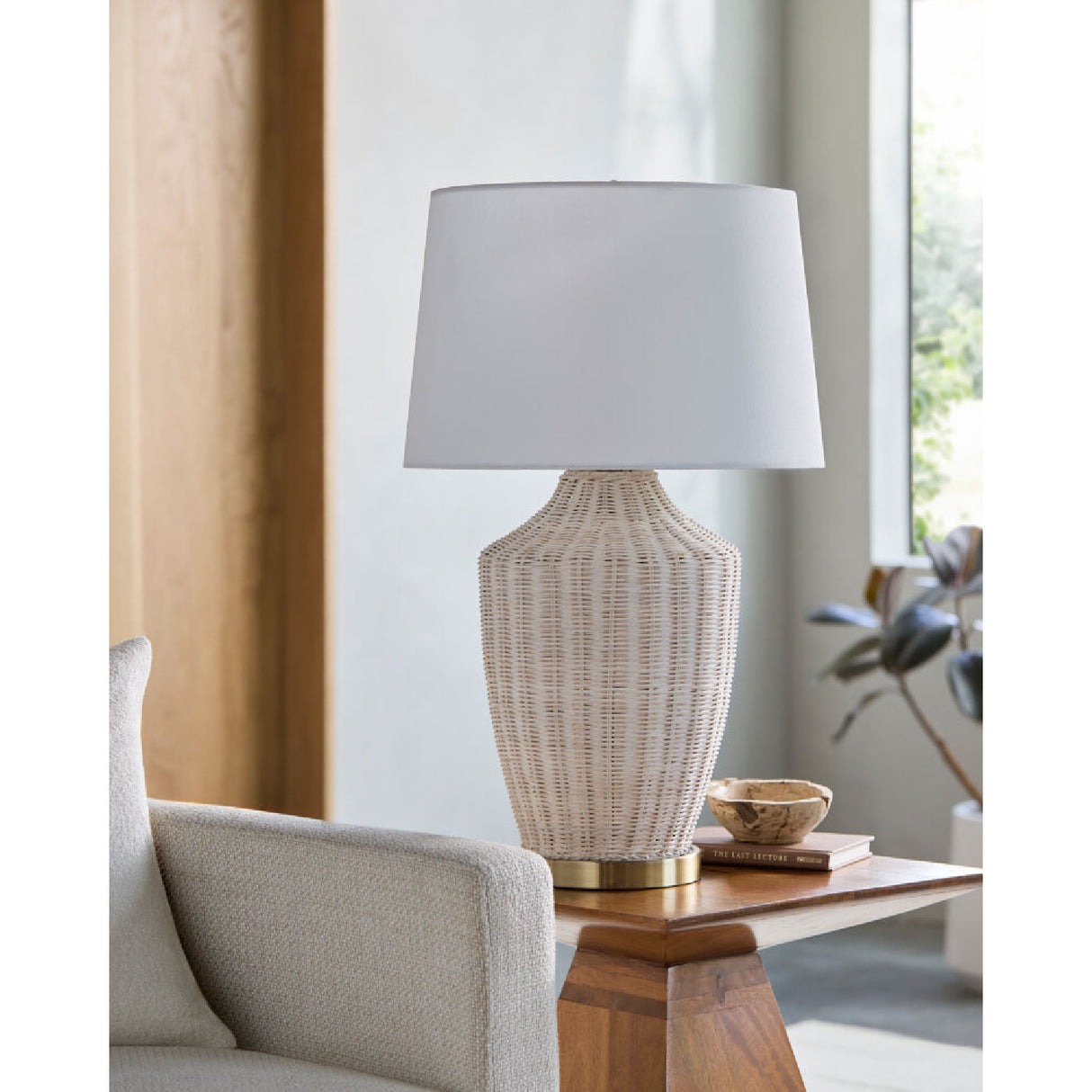 Modern European furniture - White Rattan Accent Table Lamp - www.oroa.com | Oroa.com
