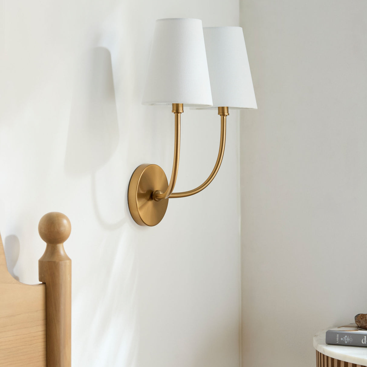 Modern European furniture - White Cotton 2-Light Wall Lamp - www.oroa.com | Oroa.com