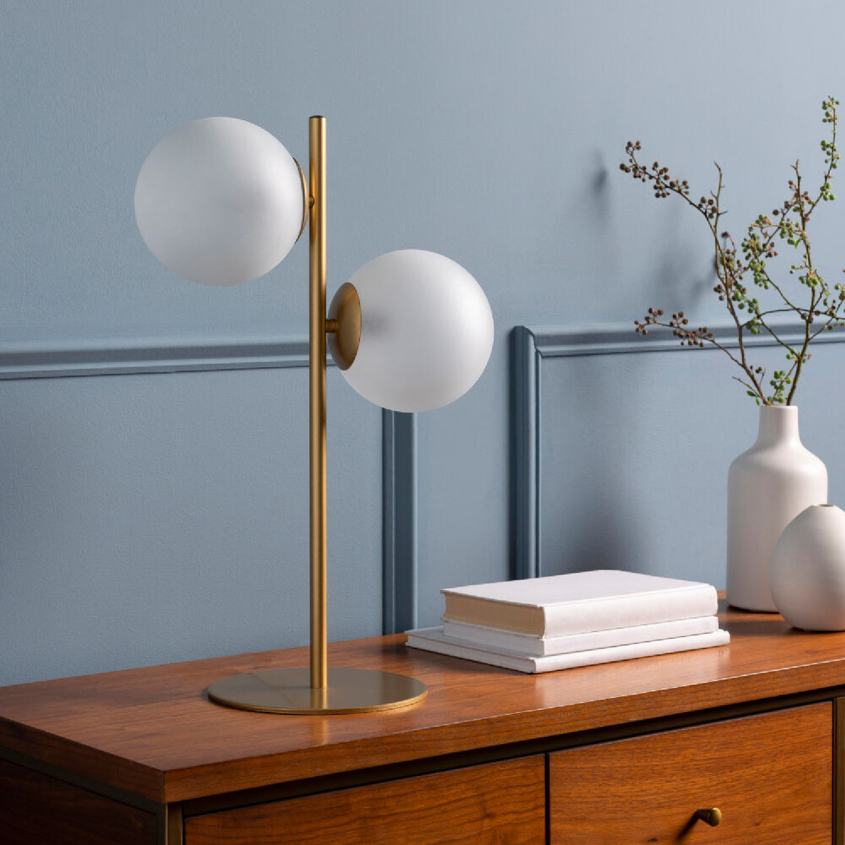 Modern European furniture - Dual White Glass Table Lamp - www.oroa.com | Oroa.com