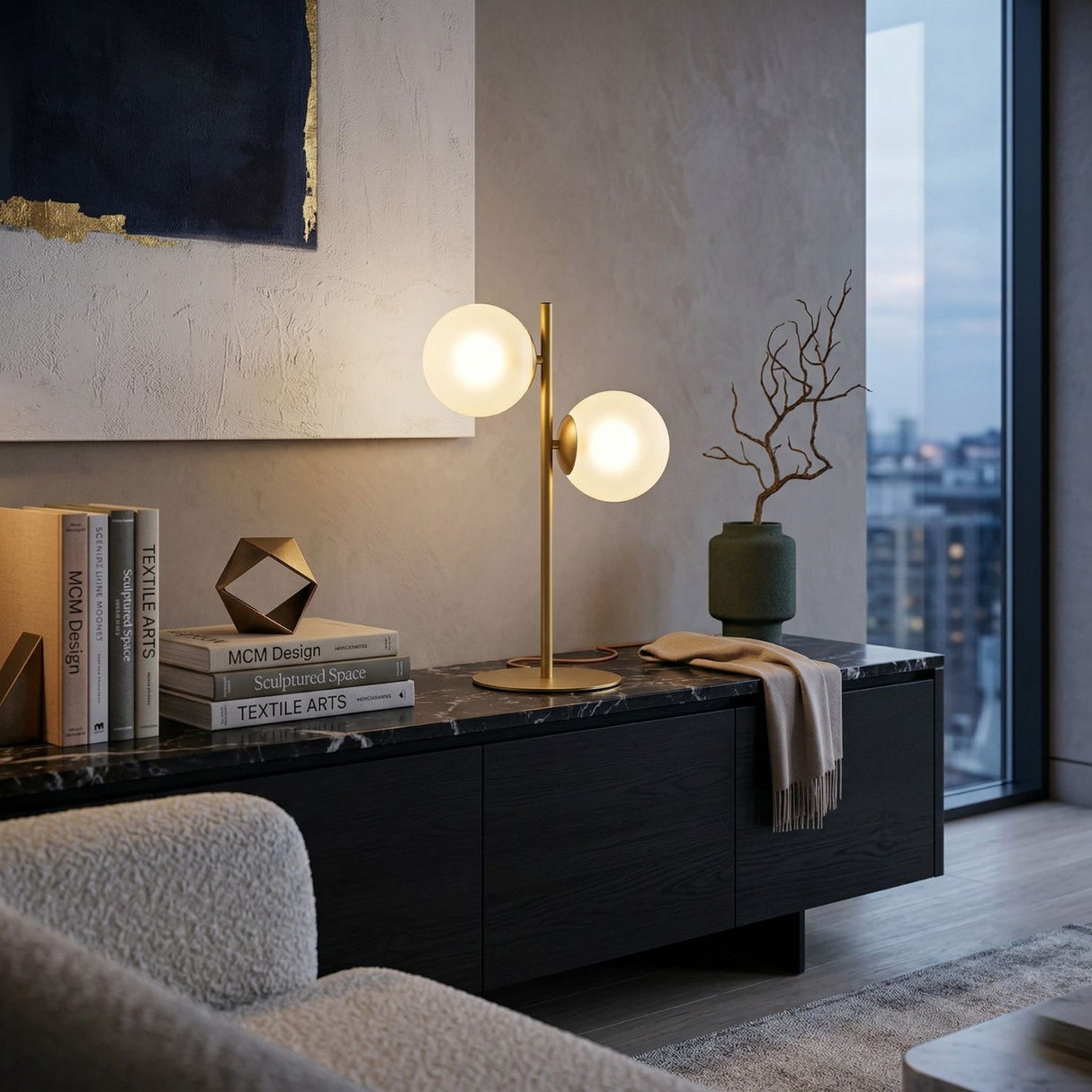 Modern European furniture - Dual White Glass Table Lamp - www.oroa.com | Oroa.com