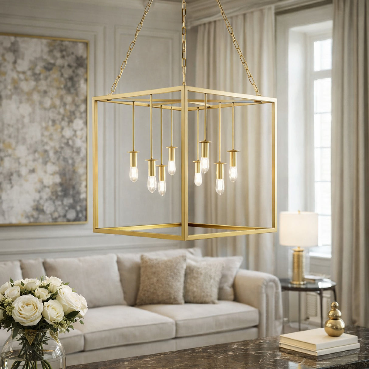 Modern European furniture - Gold-Framed 7-Light Pendant Lamp - www.oroa.com | Oroa.com