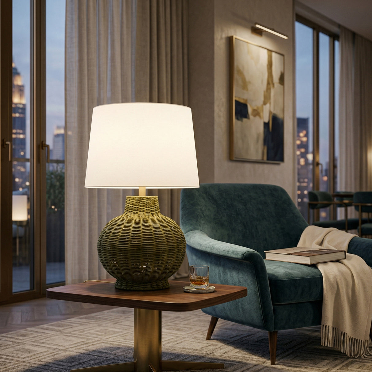 Modern European furniture - Rattan Base Accent Table Lamp S - www.oroa.com | Oroa.com