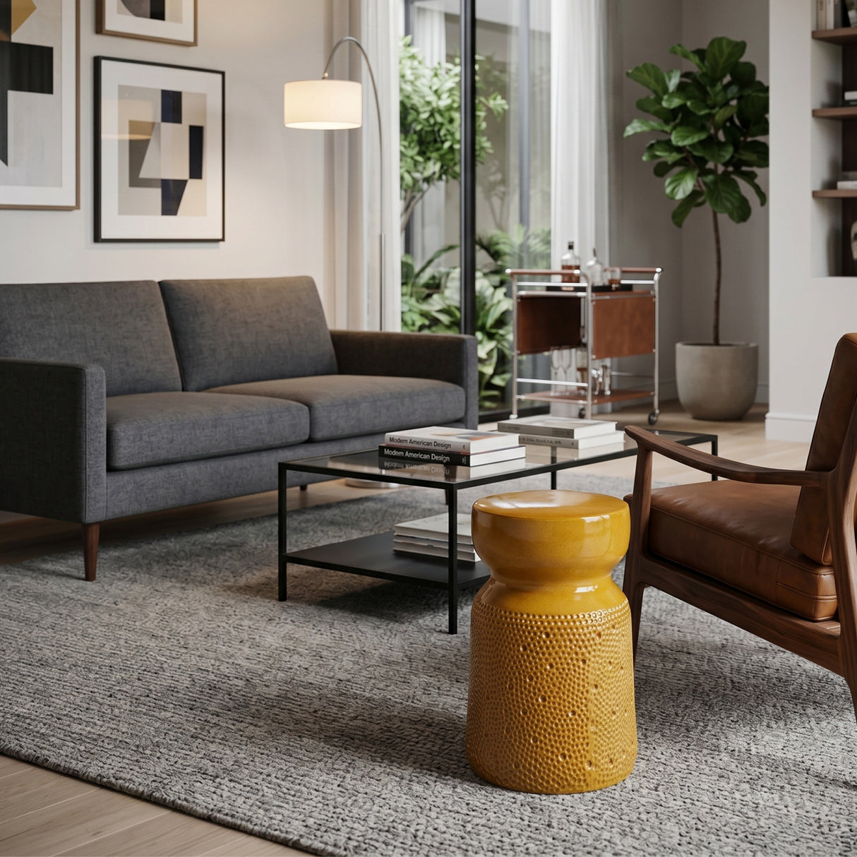 Modern European furniture - Textured Ceramic Hourglass Garden Stool - www.oroa.com | Oroa.com