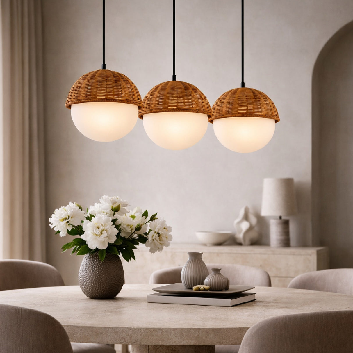Modern European furniture - White Glass Sphere 3-Light Chandelier - www.oroa.com | Oroa.com