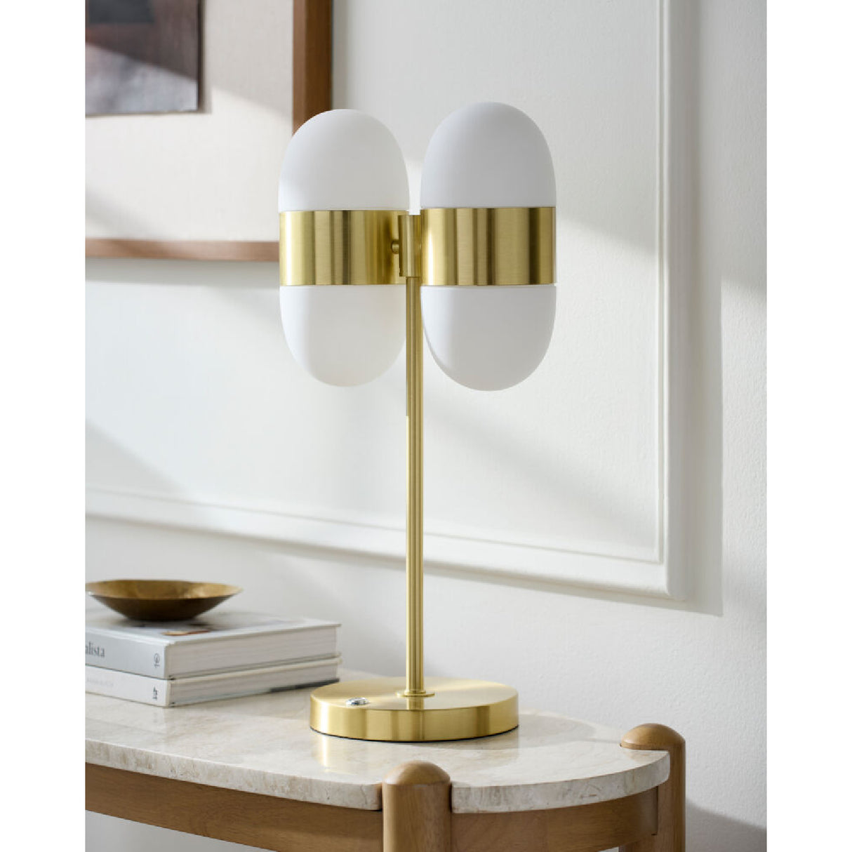 Modern European furniture - Dual White Glass Table Lamp - www.oroa.com | Oroa.com