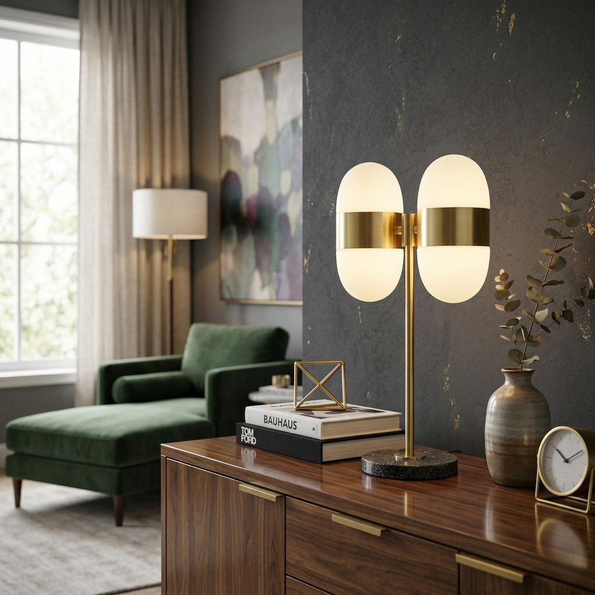 Modern European furniture - Dual White Glass Table Lamp - www.oroa.com | Oroa.com