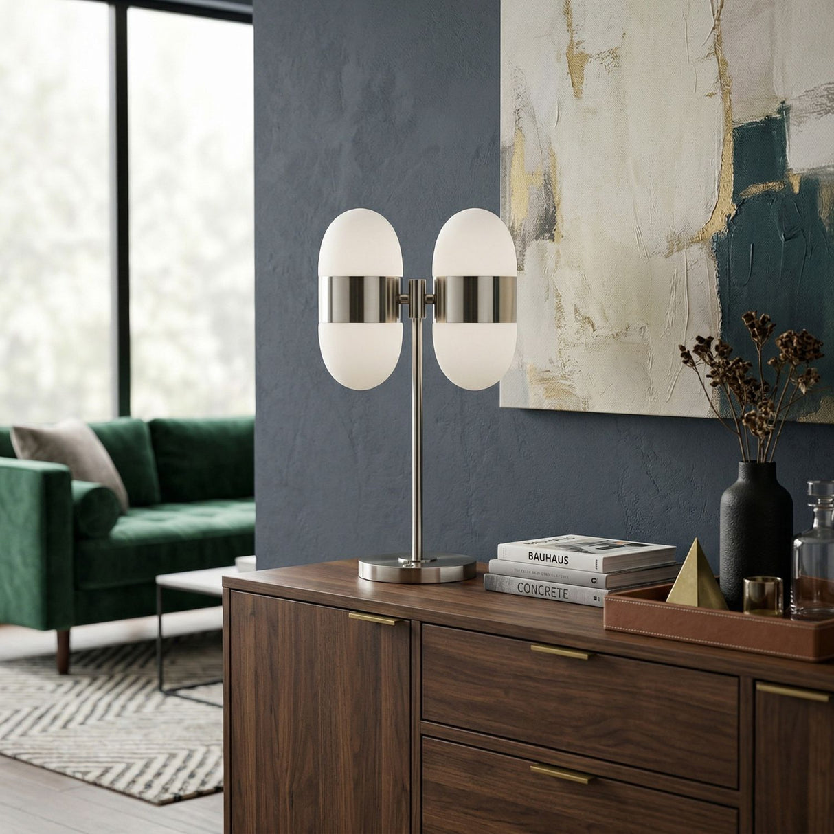 Modern European furniture - Dual White Glass Table Lamp - www.oroa.com | Oroa.com