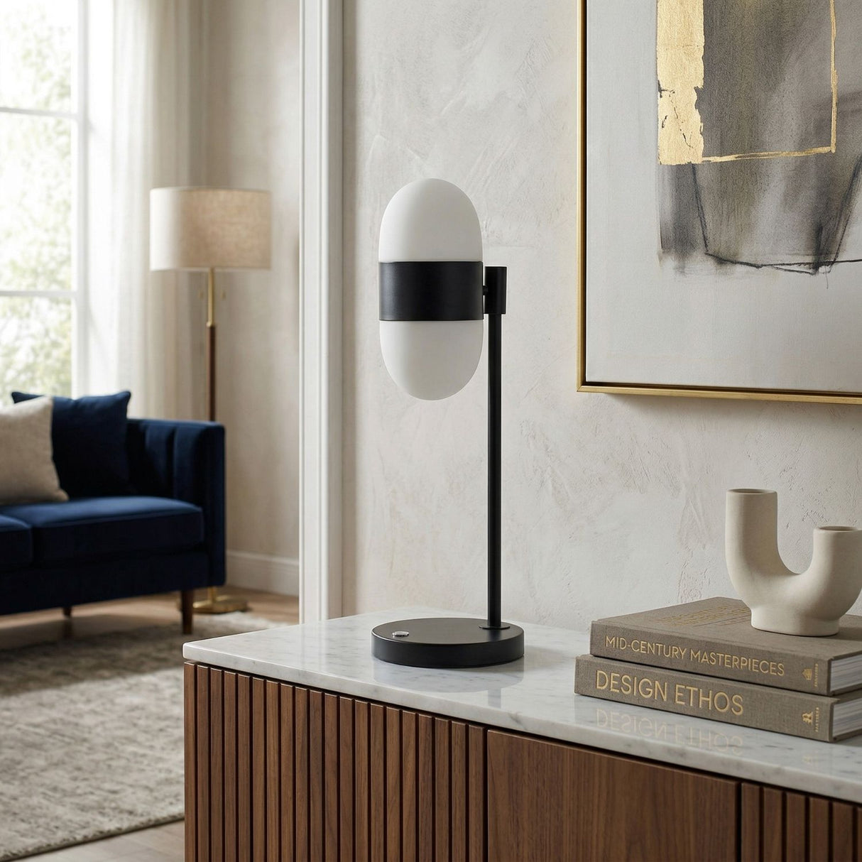 Modern European furniture - Metal Framed Glass Table Lamp - www.oroa.com | Oroa.com