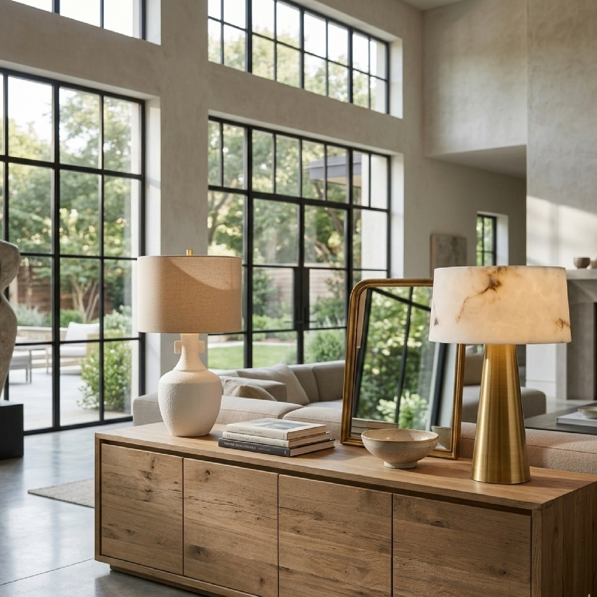 Modern European furniture - White Stone Shade Table Lamp - www.oroa.com | Oroa.com