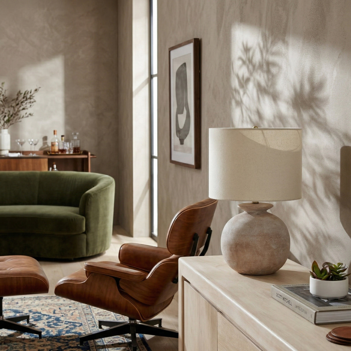 Modern European furniture - Rounded Cream Accent Table Lamp - www.oroa.com | Oroa.com