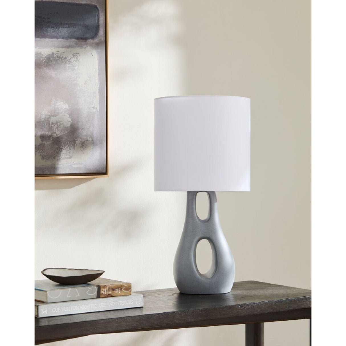 Modern European furniture - Textured Gray Accent Table Lamp - www.oroa.com | Oroa.com