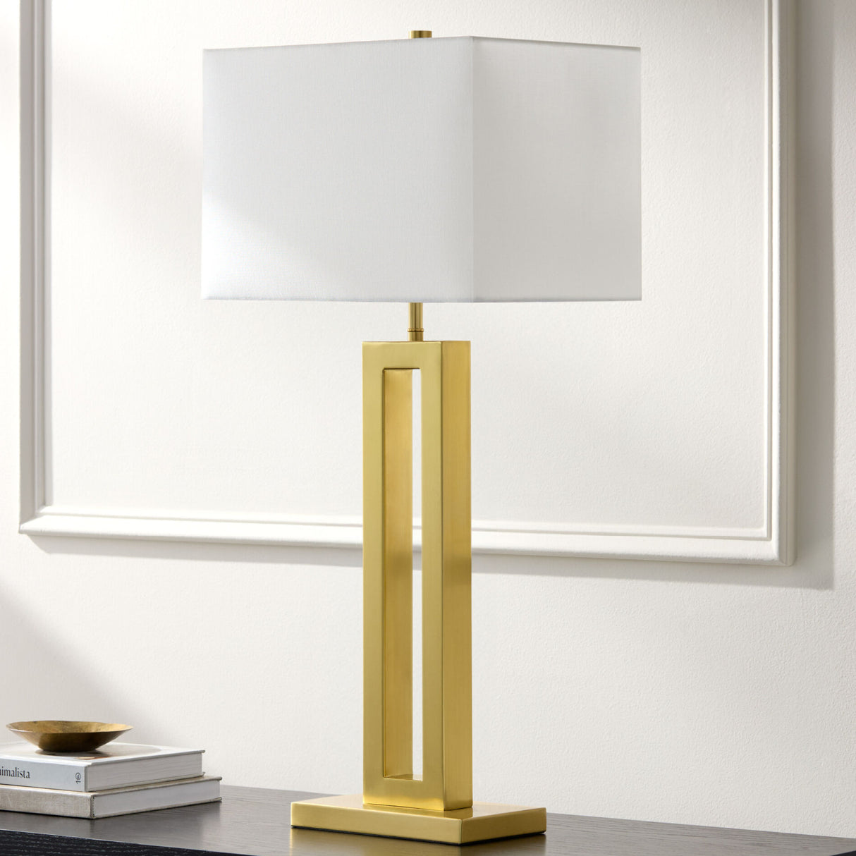 Modern European furniture - White Linen Gold Table Lamp - www.oroa.com | Oroa.com