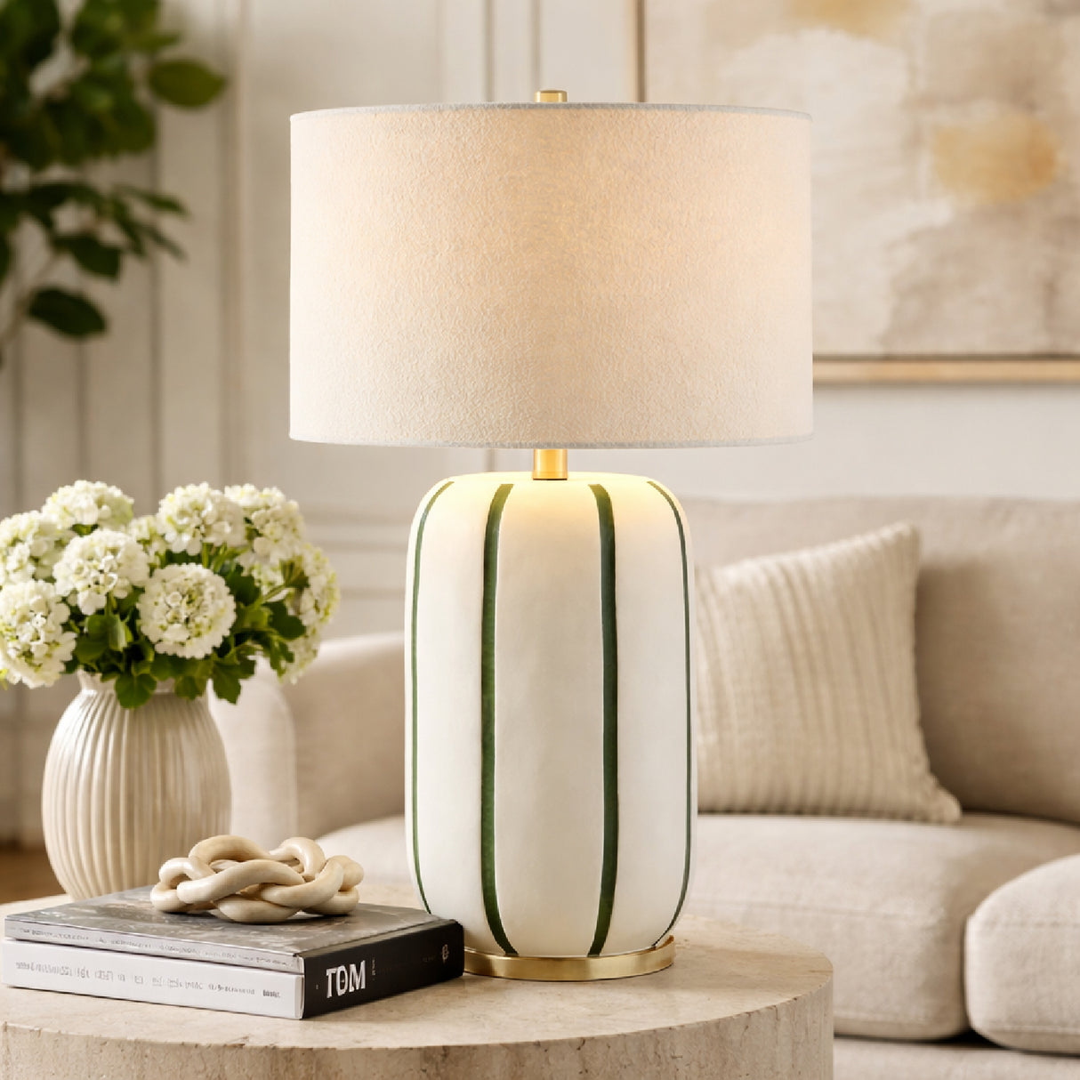 Modern European furniture - Line Painted Ceramic Table Lamp - www.oroa.com | Oroa.com