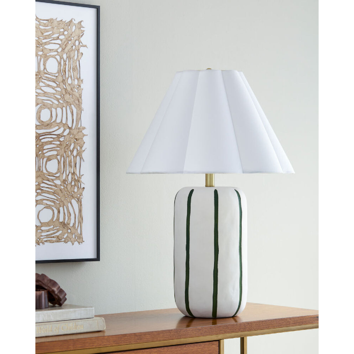 Modern European furniture - Scalloped White Linen Table Lamp - www.oroa.com | Oroa.com